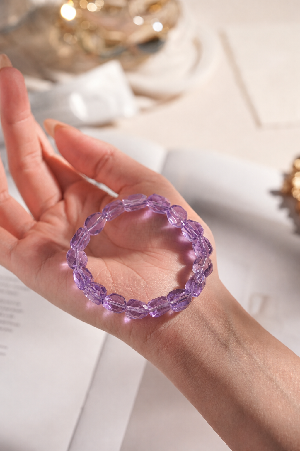 Lavender Amethyst Faceted Bracelet
