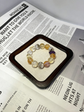 Golden Mist Five-Path Wealth Crystal | Natural Citrine, Rutilated Quartz, and Amethyst Multi-Gem Bracelet for Good Luck and Prosperity