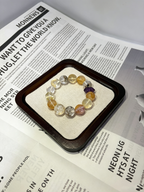 Golden Mist Five-Path Wealth Crystal | Natural Citrine, Rutilated Quartz, and Amethyst Multi-Gem Bracelet for Good Luck and Prosperity