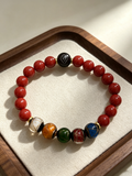 Good Fortune Five Elements Beads | Ebony with Silver-Inlaid Auspicious Clouds and Purple-Gold Sand Five Elements Glass Blessing Bracelet