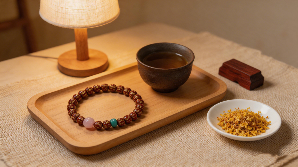 Man Cai Purple Gold Sand Bracelet | Chinese-Style Purple Gold Sand Bracelet with Gold-Outlined Wealth Beads