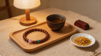 Man Cai Purple Gold Sand Bracelet | Chinese-Style Purple Gold Sand Bracelet with Gold-Outlined Wealth Beads