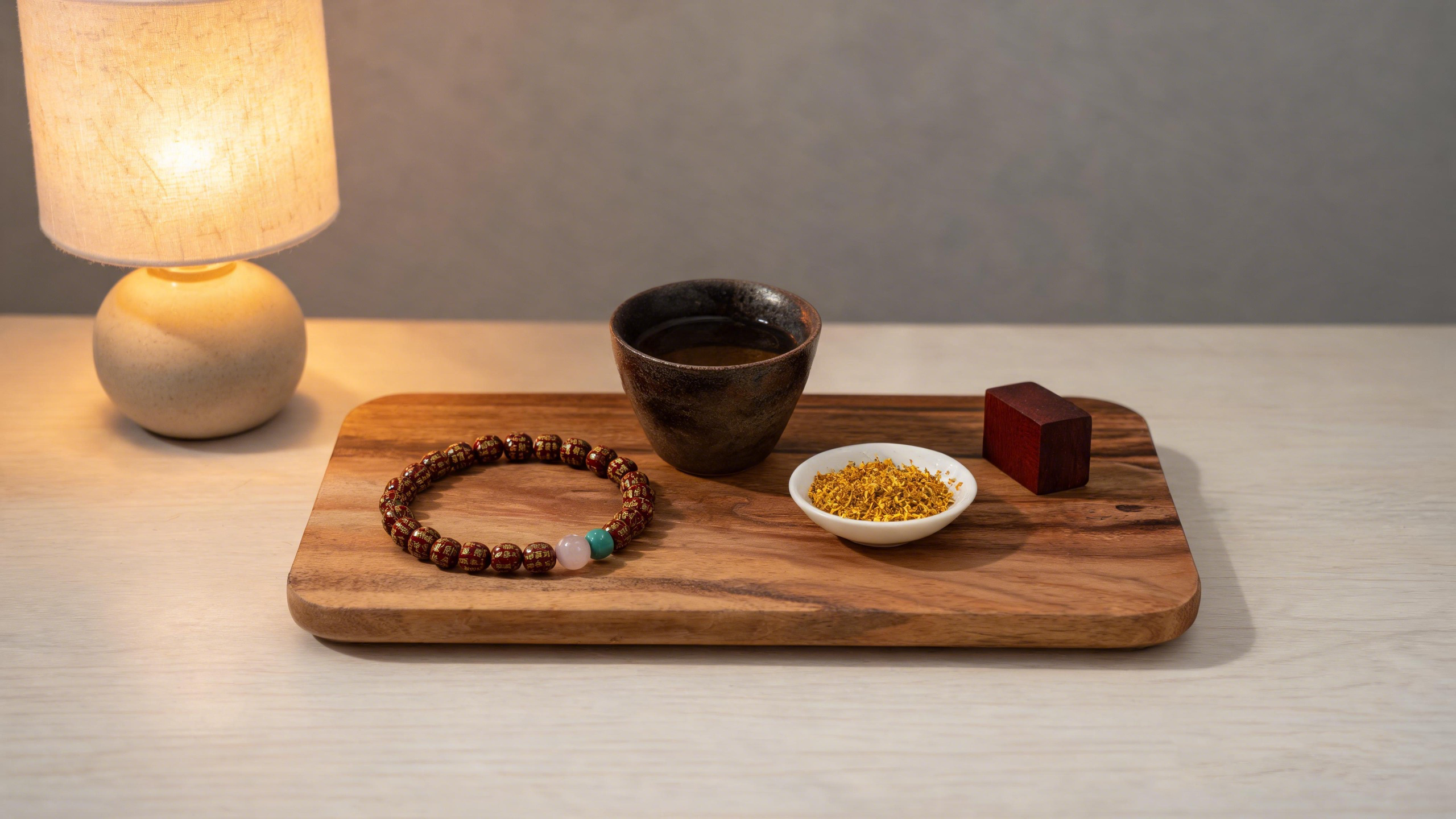 Man Cai Purple Gold Sand Bracelet | Chinese-Style Purple Gold Sand Bracelet with Gold-Outlined Wealth Beads