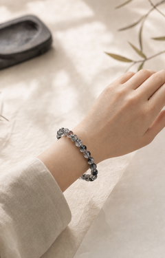 Black Tourmalinated Quartz Crystal Bracelet — detail view 5