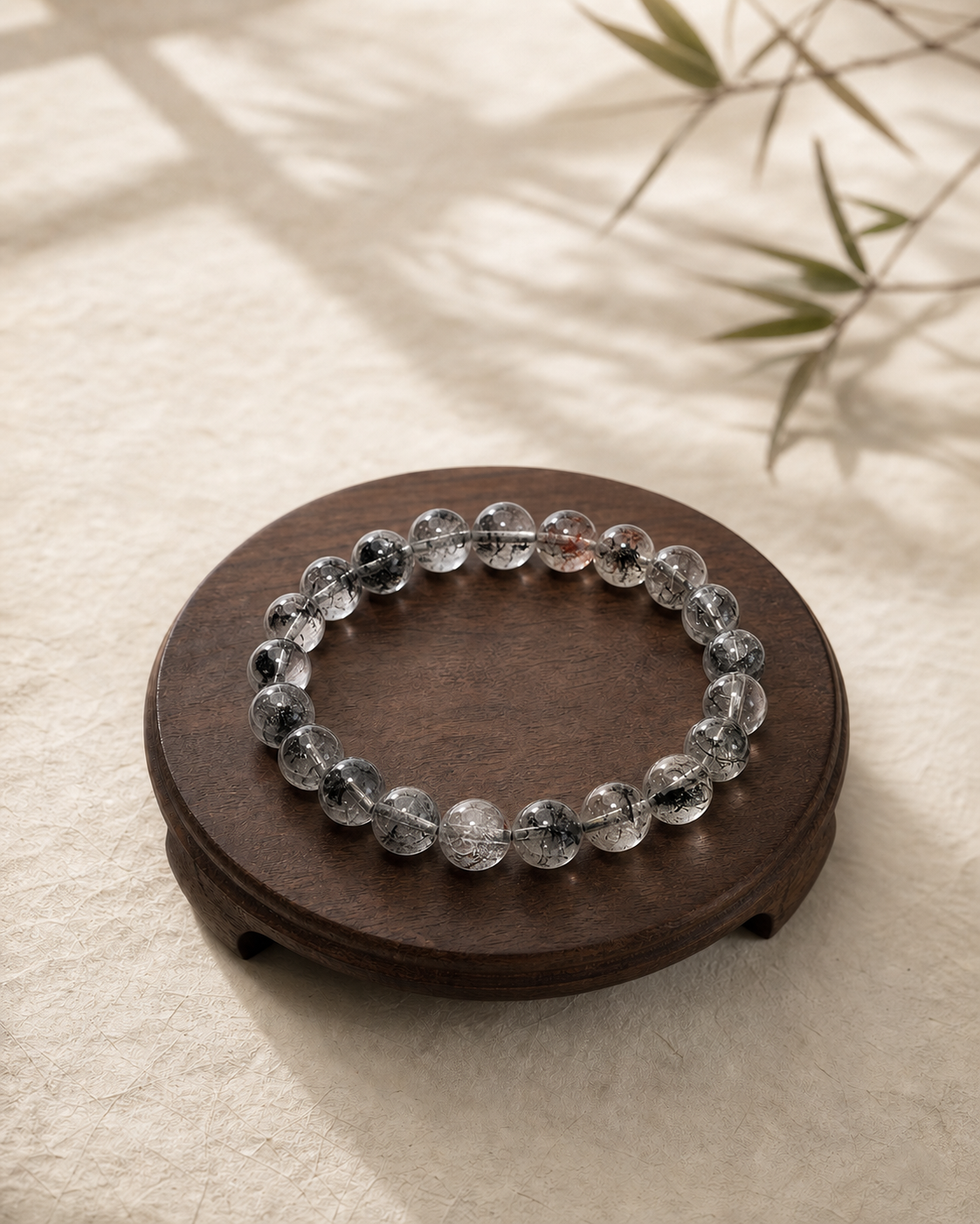 Black Tourmalinated Quartz Crystal Bracelet — detail view 2