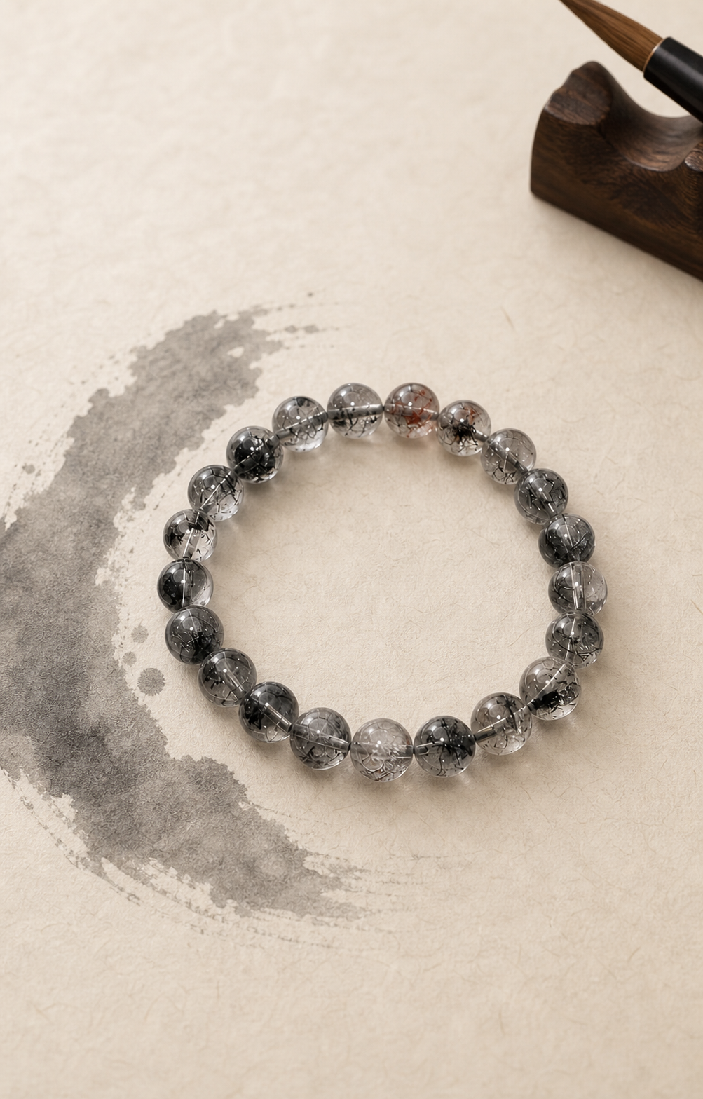 Black Tourmalinated Quartz Crystal Bracelet — detail view 3