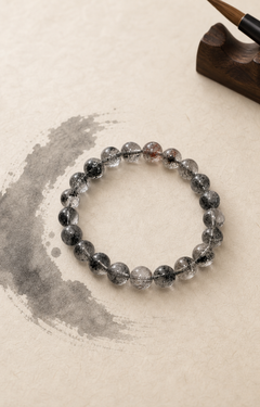 Black Tourmalinated Quartz Crystal Bracelet — detail view 3