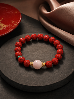 Crystal Cinnabar Bracelet with Rose Quartz — detail view 2