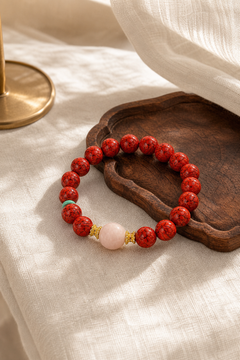 Crystal Cinnabar Bracelet with Rose Quartz — detail view 4