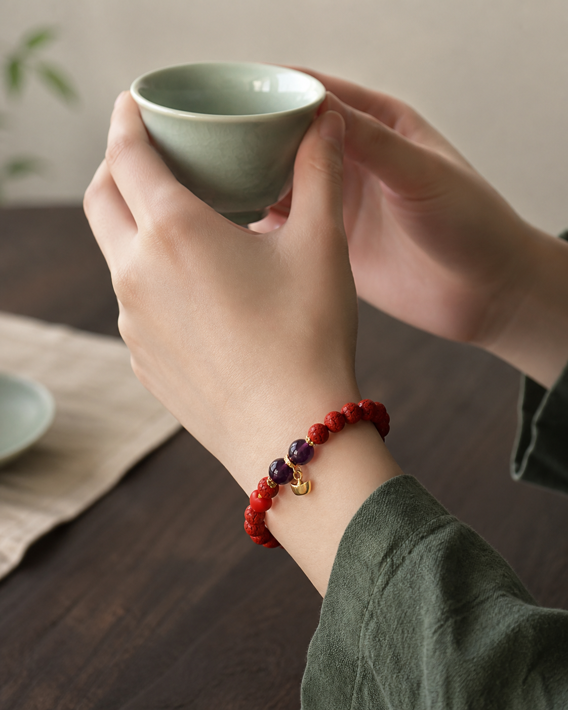 Heart Guardian Cinnabar Bracelet — detail view 6