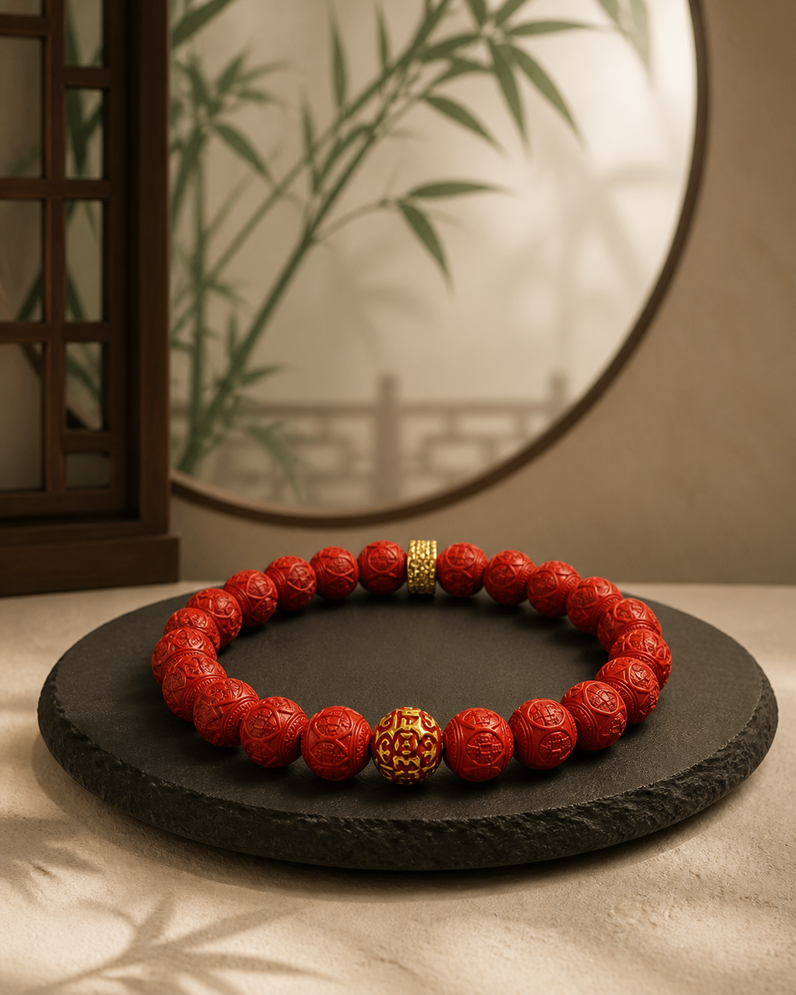 Hundred Blessings Cinnabar Bracelet — product view