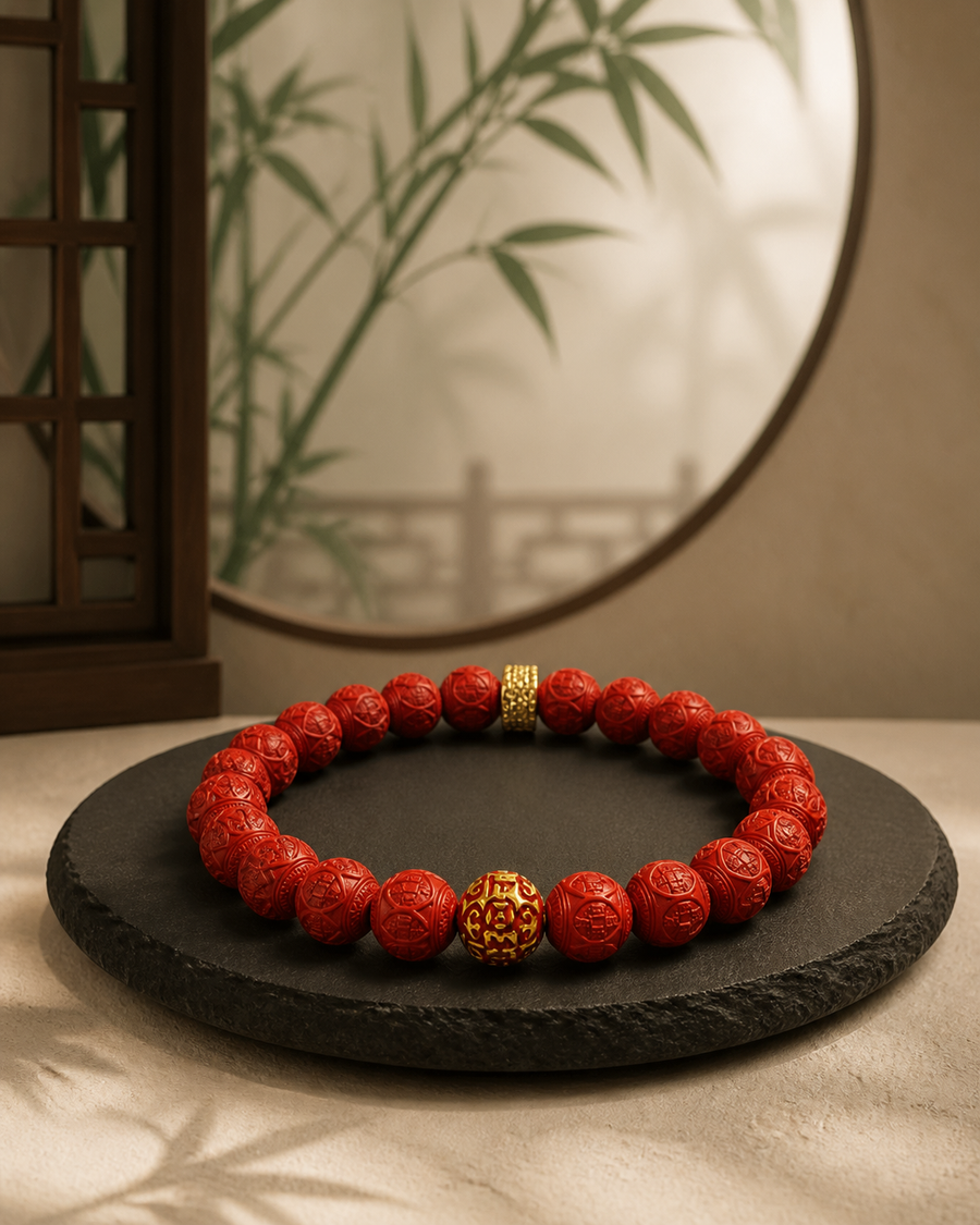 Hundred Blessings Cinnabar Bracelet