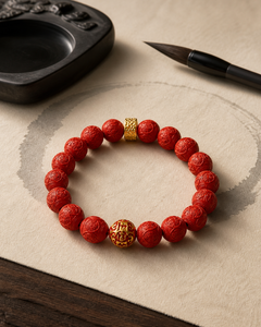 Hundred Blessings Cinnabar Bracelet — detail view 2