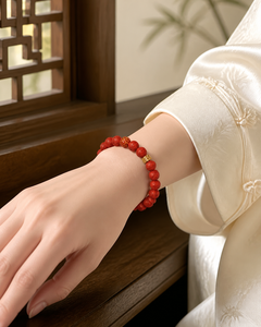 Hundred Blessings Cinnabar Bracelet — detail view 3