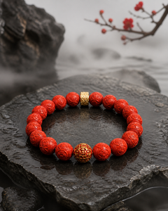 Hundred Blessings Cinnabar Bracelet — detail view 5