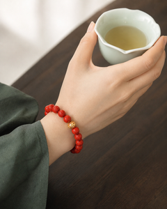 Hundred Blessings Cinnabar Bracelet — detail view 6
