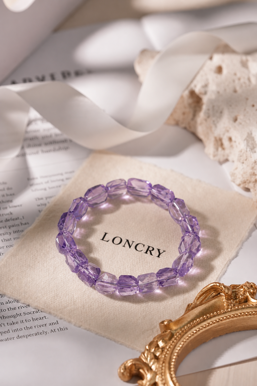 Lavender Amethyst Faceted Bracelet — detail view 5
