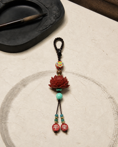 Lotus Wish · Cinnabar Ruyi Peace Hanging Charm — detail view 3