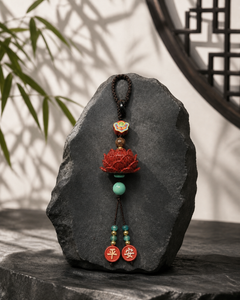 Lotus Wish · Cinnabar Ruyi Peace Hanging Charm — detail view 4