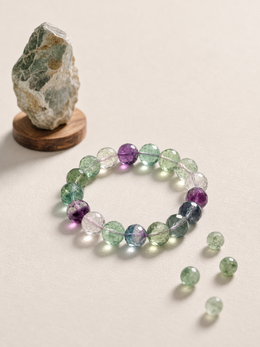 Rainbow Fluorite Faceted Bracelet