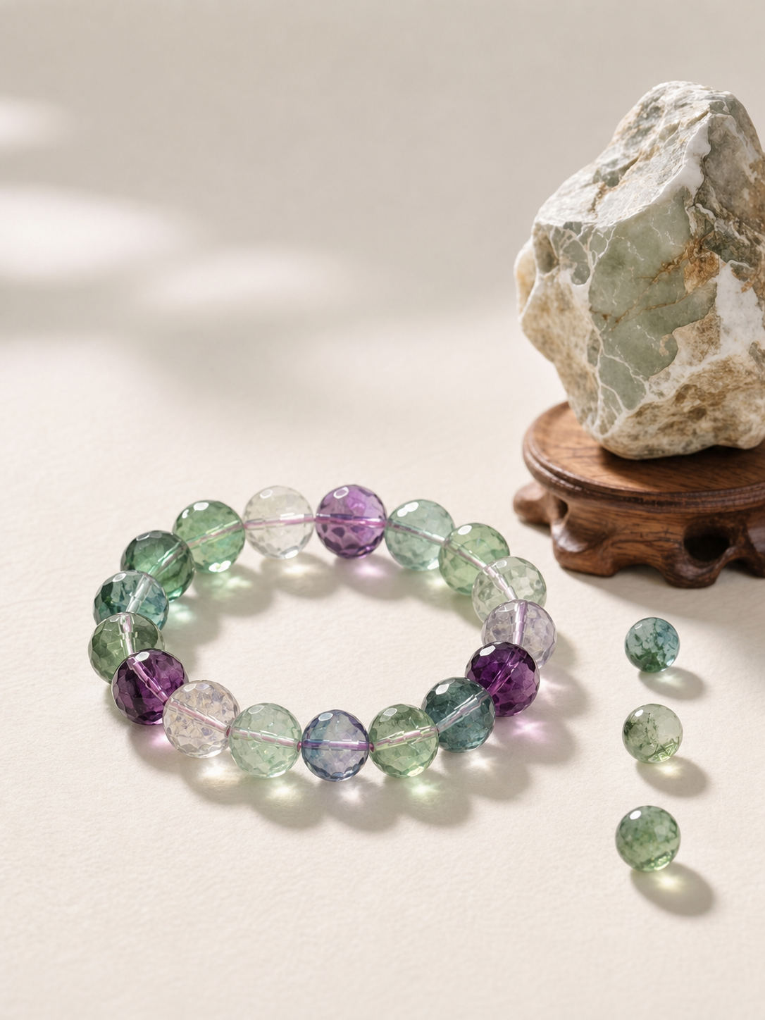 Rainbow Fluorite Faceted Bracelet — detail view 2