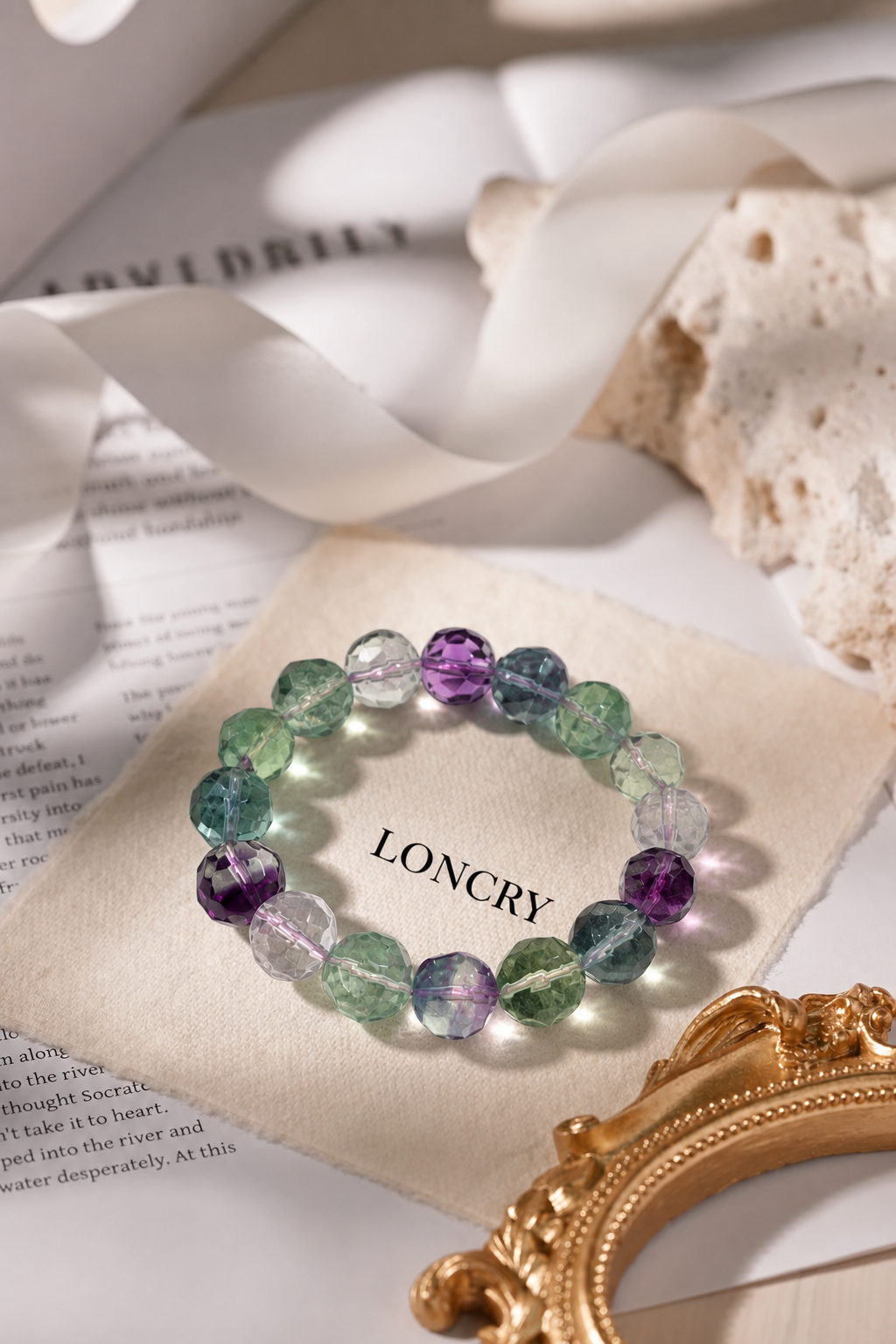 Rainbow Fluorite Faceted Bracelet — detail view 5
