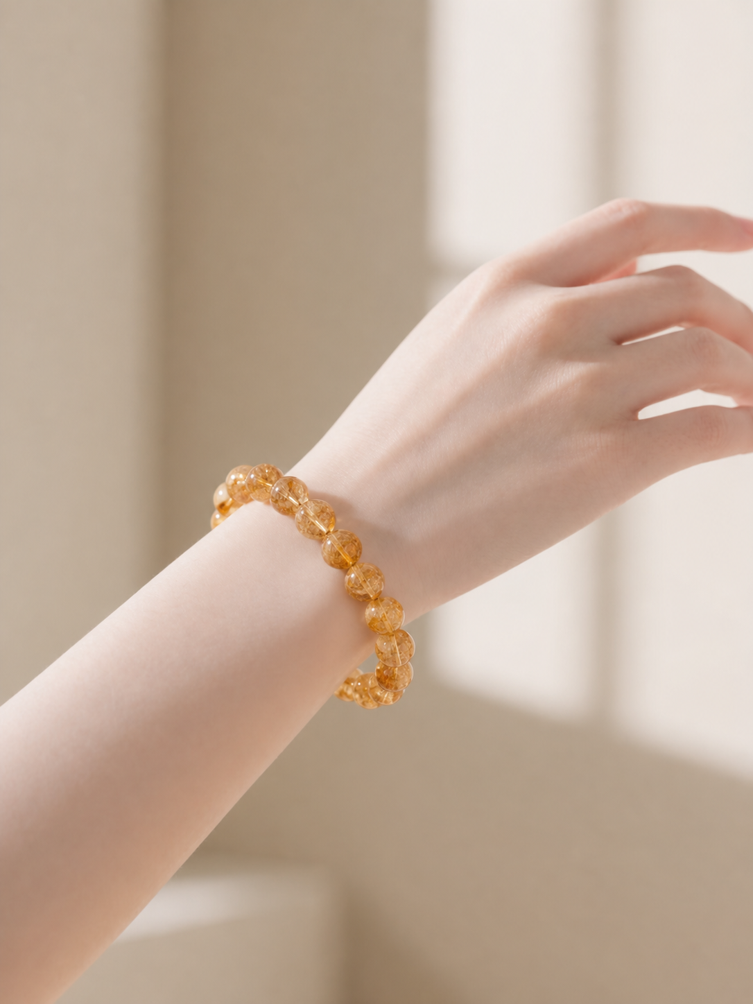 Golden Citrine Bead Bracelet — detail view 4