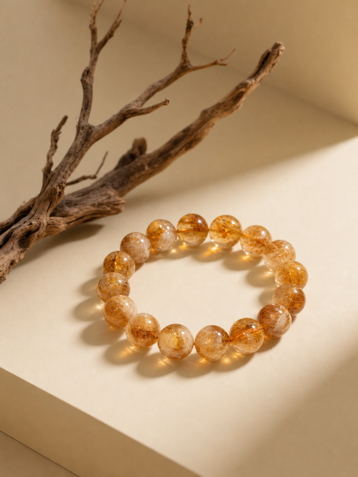 Golden Citrine Bead Bracelet