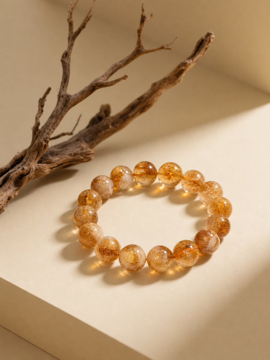 Golden Citrine Bead Bracelet