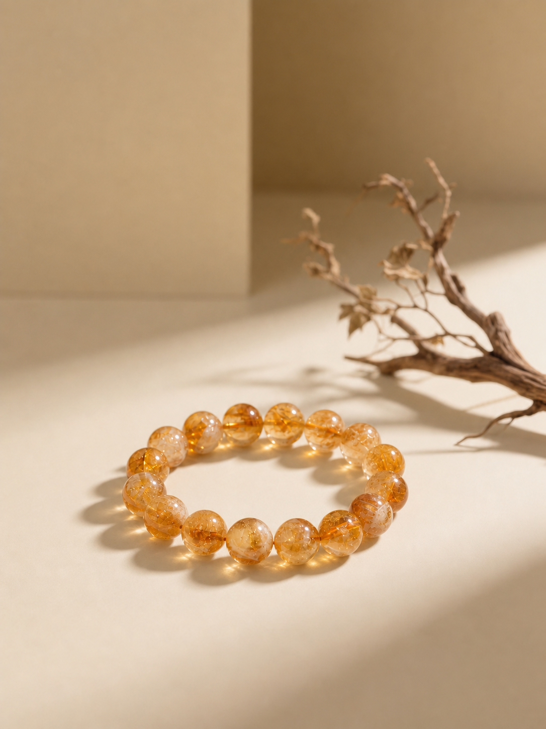 Golden Citrine Bead Bracelet — detail view 3