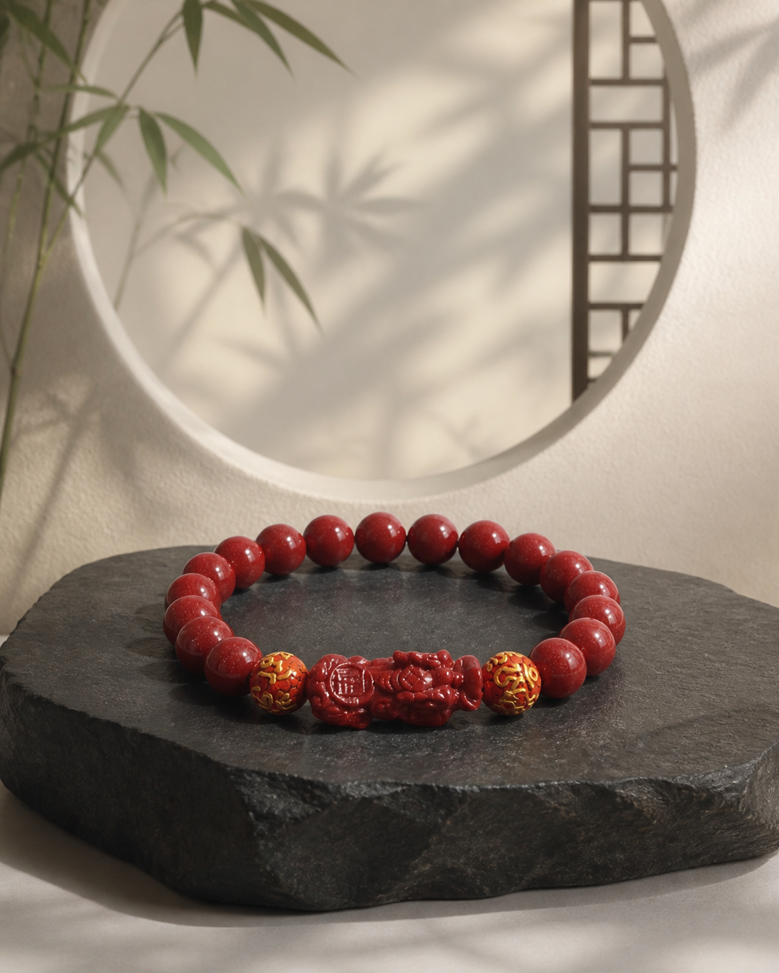 Pixiu Auspicious · Cinnabar Mantra Lucky Bracelet — detail view 2