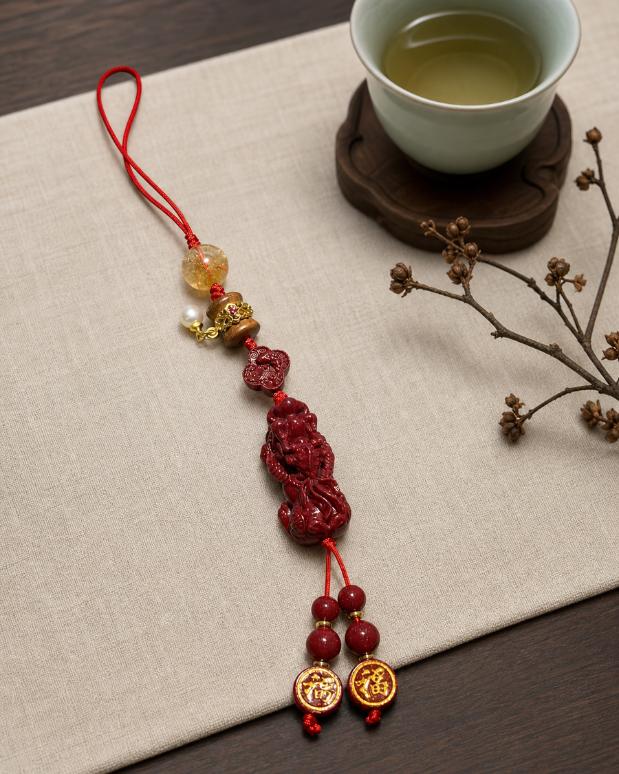 Pixiu Fortune · Cinnabar Auspicious Beast Hanging Charm