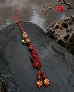 Pixiu Fortune · Cinnabar Auspicious Beast Hanging Charm — detail view 3