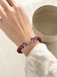 Purple Cinnabar Bracelet with Amethyst — detail view 5