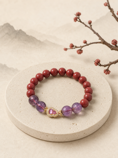 Purple Cinnabar Bracelet with Amethyst — detail view 2