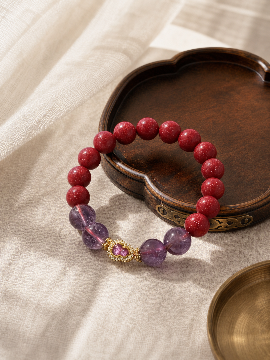 Purple Cinnabar Bracelet with Amethyst — product view