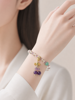 White Crystal & Amethyst Bracelet — detail view 6