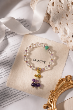 White Crystal & Amethyst Bracelet — detail view 4