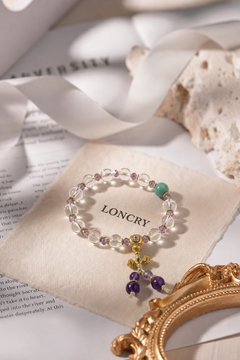 White Crystal & Amethyst Bracelet — detail view 3