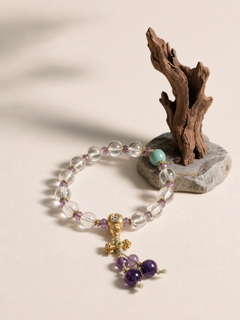 White Crystal & Amethyst Bracelet — detail view 2